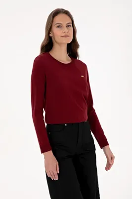 U.S. Polo Assn. Kadın Bordo Bisiklet Yaka Basic Kazak 50313579-VR014