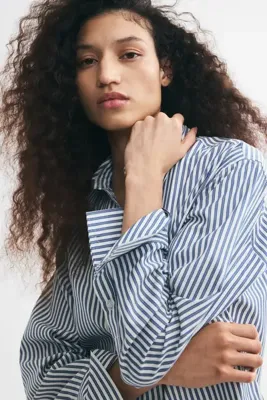 H&M Armürlü Dokuma Oversize Gömlek