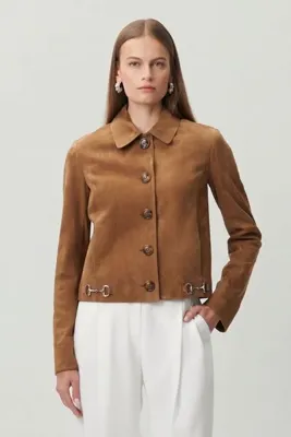 soft&basic Metal Detaylı Taba Cepli Süet Ceket
