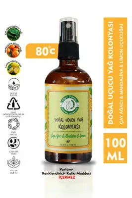 Edys Organics Doğal Uçucu Yağ Kolonyası 100ml (saf Çay Ağacı, Mandalina Ve Limon Uçucu Yağları)