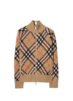 Burberry Check Yün Karışımlı Track Bej Kadın Ceket
