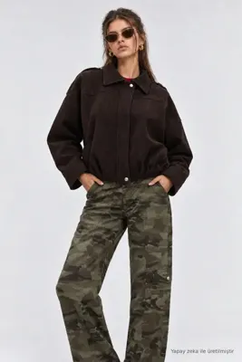 Lovelyİstanbul Kadife Dokulu Premium Selection Bomber Ceket LBY0097 KAHVERENGİ