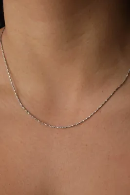 ESBAFLOR Çelik İnce Dikdörtgen Burgu Zincir Kolye Kararmaz Örme Model 1mm Minimal Unisex