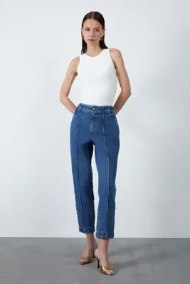 Gizia Normal Bel Havuç Lacivert Jean Pantolon