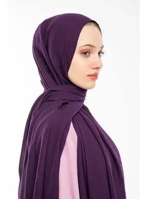 19v69 ITALIA Düz Desen Lome Seri Şal Askısı ile Birlikte 75x200 cm Mor