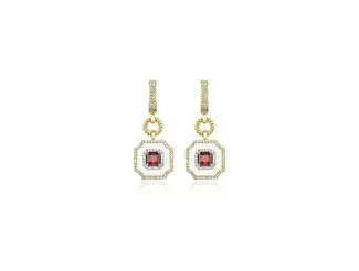 Ema Jewellery Altın Beyaz Mineli Zümrüt Taşlı Küpe