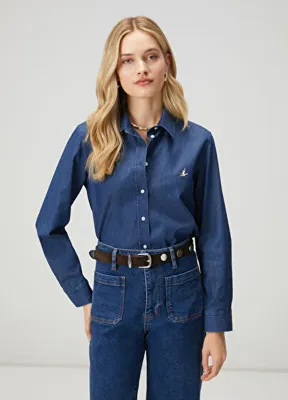 Beymen Club Koyu Mavi Basic Denim Gömlek