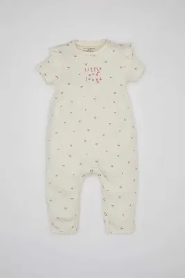 DeFacto Kız Bebek Yeni Doğan Desenli Kısa Kollu Tulum C2542A524SM