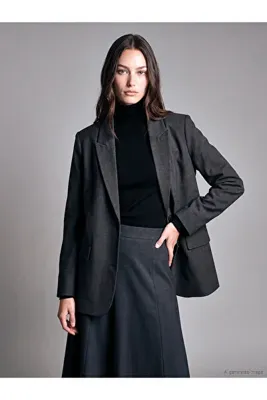 LC Waikiki LCW Modest Antrasit Loose Fit Kadın Blazer Ceket