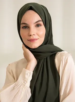 Pure Scarfs Medine İpeği Şal - Koyu Haki - Pure Scarfs