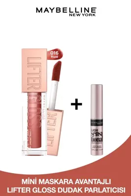 Maybelline New York Lifter Gloss Nemlendirici Dudak Parlatıcısı - 016 Rust & Mini Lash Sensational Maskara Makyaj Seti