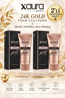 XAURA GLOBAL 24K Gold Foam Cleansing 100 ml 2 Adet