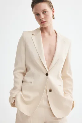 H&M Tek Sıra Düğmeli Gabardin Blazer