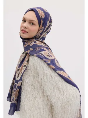 Fresh Scarfs Evrın Desen Şal Gece Mavisi