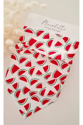 Miccolatte Kız Bebek ve Çocuk Meyve Desenli Poplin Kumaş Bağlamalı Üçgen Bandana(Tekli)