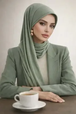 Aişe tesettür Elma Yeşili Şapkalı Şal