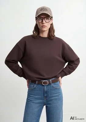 Mavi Kahverengi Basic Sweatshirt