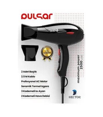 Hector Pulsar 2500 W Turbo Profesyonel AC Motor Kuaför Fön Makinesi