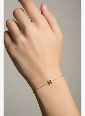 So Chic H Harfi 18 Ayar Sarı Altın Kaplama 18 Cm Gümüş Bileklik