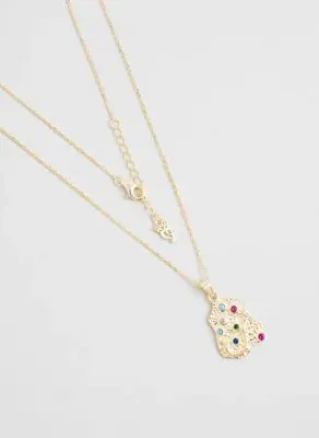 So Chic Renkli Tılsım 18 Ayar Sarı Altın Kaplama 45 Cm Gümüş Kolye
