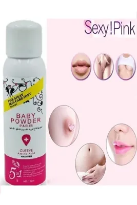 NİNALOVELY Baby Powder Pembe Sprey Yüz,Dudak, Vücut, Hassas Bölge, Diz, Dirsek, Göğüs Ucu Beyazlatma Kremi