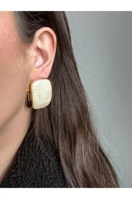 LUNEA Vioenne Krem Taşlı Küpe