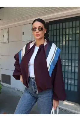 ESRAHELVACI Fularlı Geniş Kol Bomber Ceket