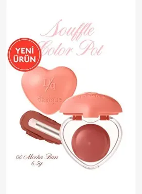 dasique Kalp Tasarımlı Yoğun Pigmentli Köpük Yapılı Kadife Bitiş Sunan Ruj Souffle Color Pot 08 Roasting Fig 08 Roasting Fig