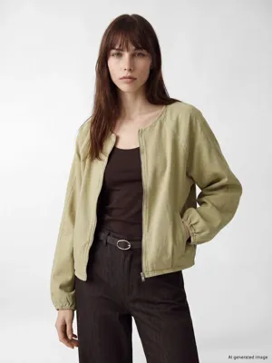 LCW Vision Bisiklet Yaka Crop Kadın Jean Ceket