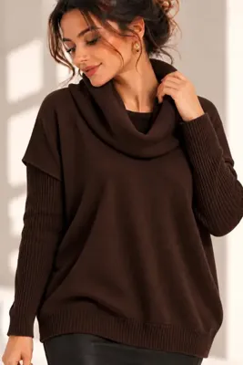 citycenterfashion Kadın Degaje Yaka Cepli Triko Kazak Cty-cnd-11369