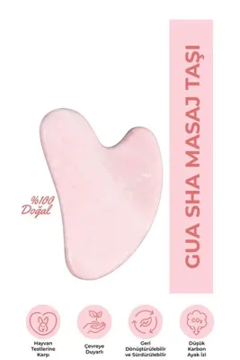 Efsun Natural Pembe Kuvars Taşı Gua Sha Yüz Masaj Aleti Doğal Taş Sertifikalı
