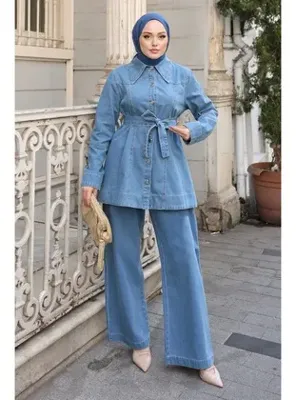 MODAMİHRAM Deniz Klasik Denim Takım Açık Mavi 6167
