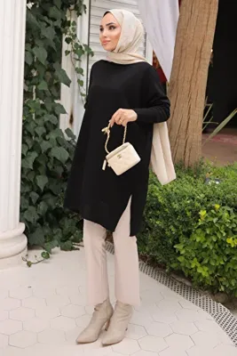 İmaj Butik Siyah Soğuk İplik Merserize Triko Kazak