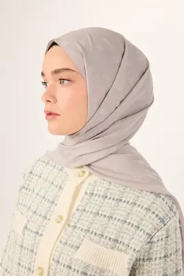 Silk Home Pamuk Polyester Liva Şal Gümüş Düz Dokulu Tok Duruşlu 90x200