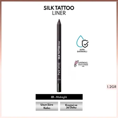 Note Cosmetics Note Silk Tattoo Liner 01 Midnight, 1 Adet