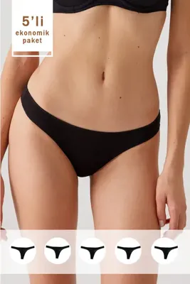 Pierre Cardin 5'li Ekonomik Paket 2951 No Show İz Belli Etmeyen Pamuklu Basic Tanga