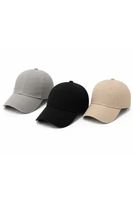 PROHUNTER 3 Adet Unisex Gabardin Kumaş Kadın Erkek şapka seti (GRİ-SİYAH-BEJ)