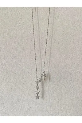 bijoux uniques Kayan Yıldız İ Harfli Çelik Kolye