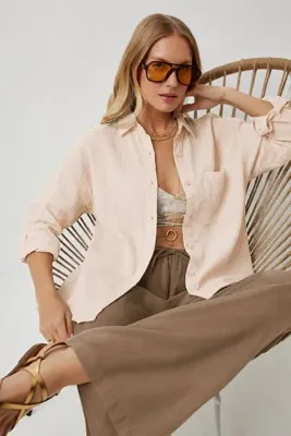 Lovelyİstanbul Oversize Basic Müslin Gömlek LMX0002 KREM