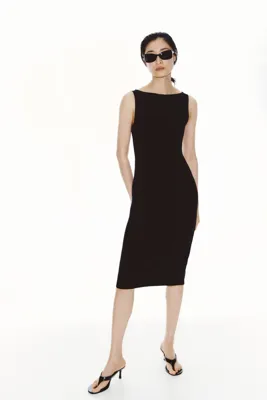 H&M Kayık Yakalı Jarse Elbise
