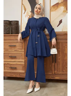 Vavinor İspanyol Paça Pantolon Tunik Takım - Indigo