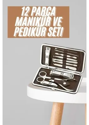 Dolozena Şık Tırnak Bakım Seti 12 Parça Çanta Tipi Manikür Pedikür