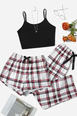 Merry See Baskılı Ultrasoft Askılı 3'lü Paket Sortlu Pijama Takımı