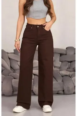 Fro line Kadın baggy kahve rengi Jean pantolon