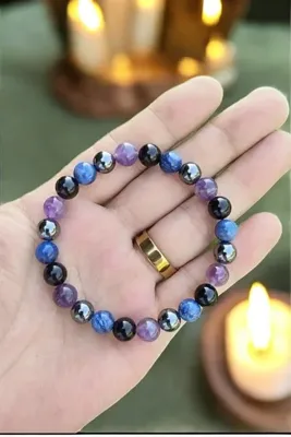 NBS Beautiful Naturel Stones Uğur Bilekliği Unisex Obsidyen, Hematit, Ametist, lapis 8 mm  İlham Verici Bir Hediye