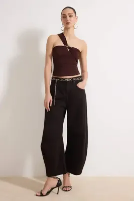 TRENDYOLMİLLA Kahverengi Aksesuar Detaylı Party Bluz TPRSS26BZ00022