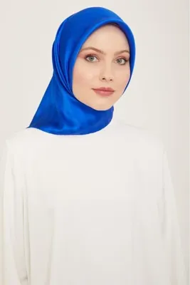 Armine Saks Mavi Çizgili Degrade Desen Sura İpek Eşarp 9150 - 83
