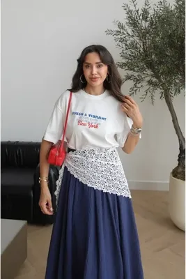 Havoş Beyaz Güpür Dantel Detaylı Çok Amaçlı Bandana