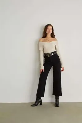 Lvs Brands VATKALI Kadın Antrasit Flared Bol Paça Jean