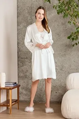 Pierre Cardin Saten Altılı Gelin Çeyiz Seti - 6040 Ekru